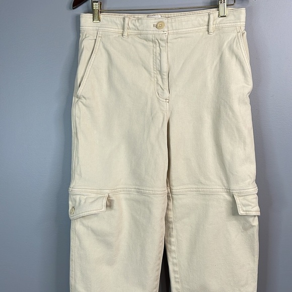 Wilfred Free Aritzia Twill Modern Cargo Pants GD Birch Cream Cotton Size 8 - Picture 3 of 10